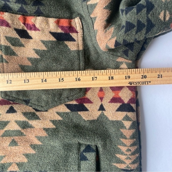 REVOLUTION Checked Navajo-Inspired Overshirt Zip Dark Green Size M - Picture 13 of 16